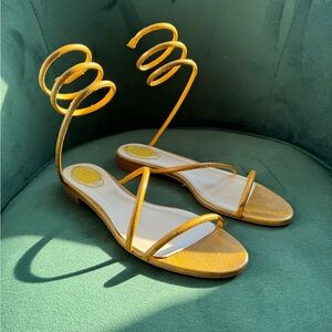 RENÉ CAOVILLA CLEO SNAKE PRINT LEATHER FLATS - BRAND NEW WITH BOX